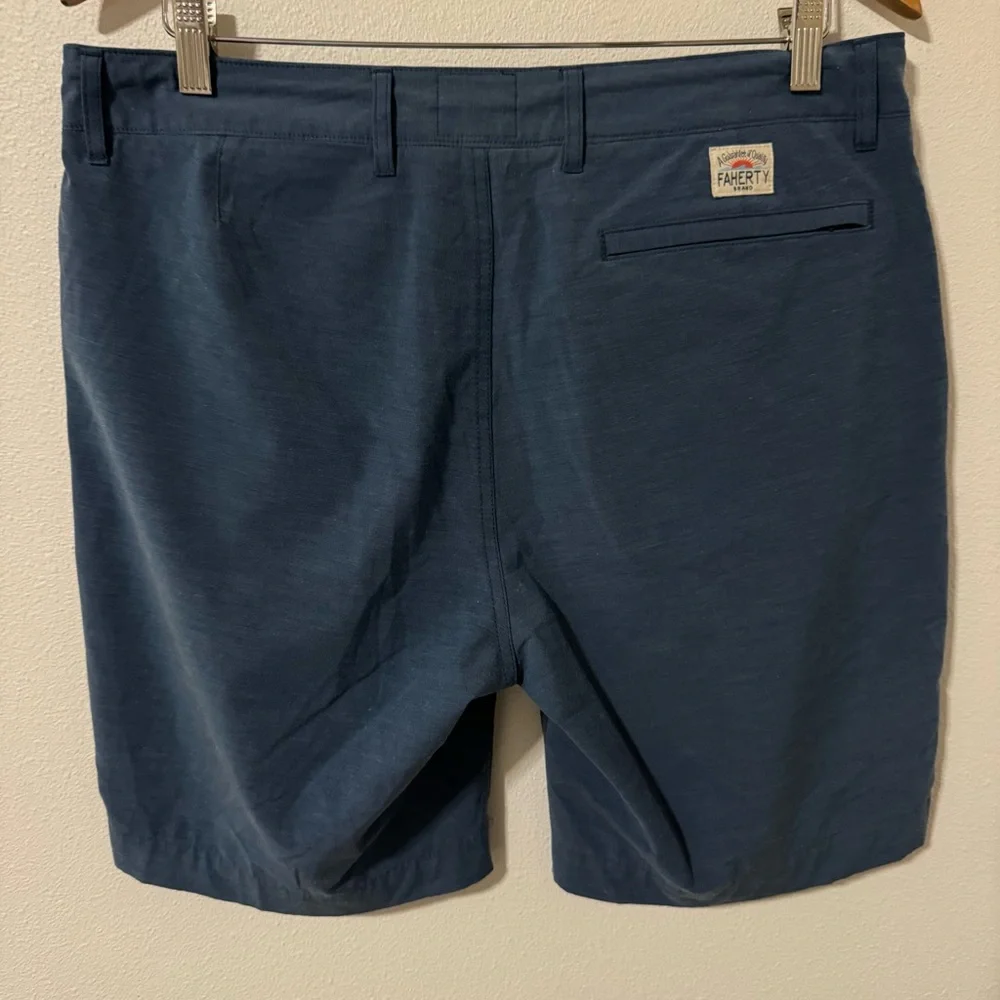 Faherty Belt Loop All Day Shorts Blue Techincal Stretch Drawstring-33